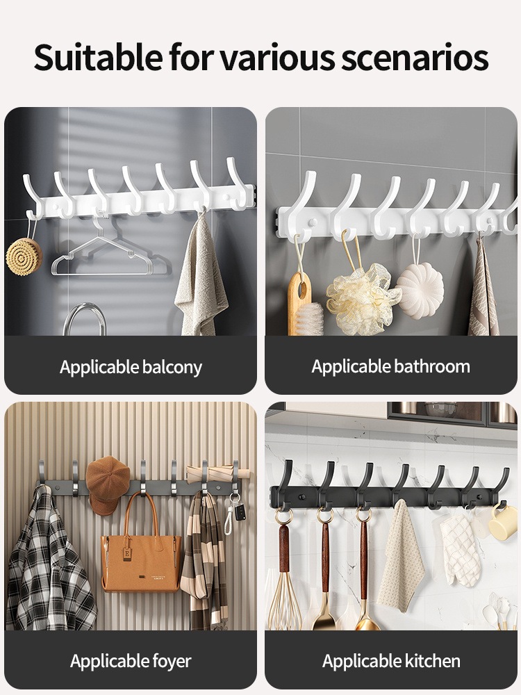 Sin agujeros de perforación, perchas de una fila, toallas de cocina, ropa, sombreros, toallero de baño, almacenamiento, gancho de varilla trasera para puerta montada en la pared