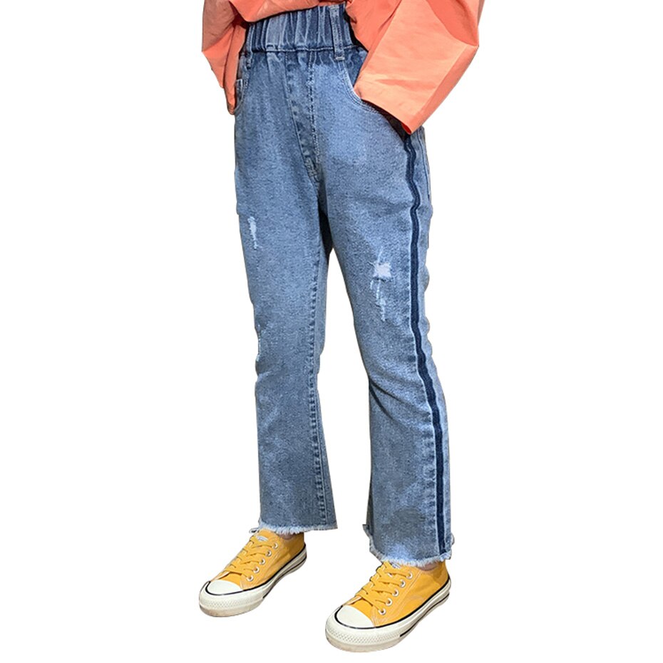 Jean fille trou fille enfant Flare jean rayé Denim pantalon pantalon enfants adolescent printemps automne enfants vêtements pour filles