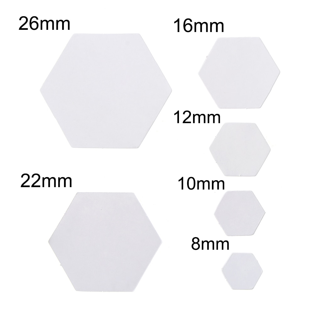 100Pcs Hexagon Templates for Patchwork Paper Quilting Sewing Craft DIY Handmade Garment Fabric Sewing Accessories Tools 6 Sizes