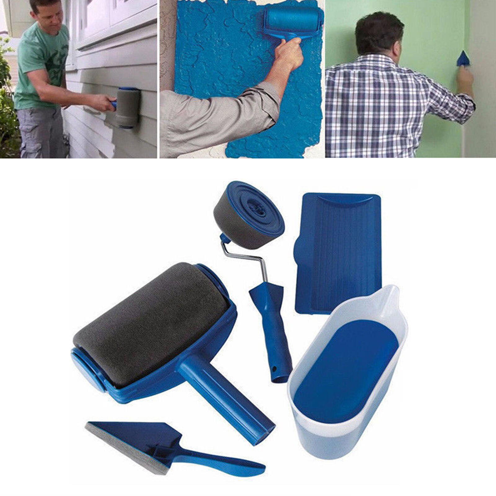 5pcs Multifunctional Paint Runner Pro Roller Brush Tool Set Paint Roller Set Room Wall Painting Brushes Set Home DIY Repack Tool