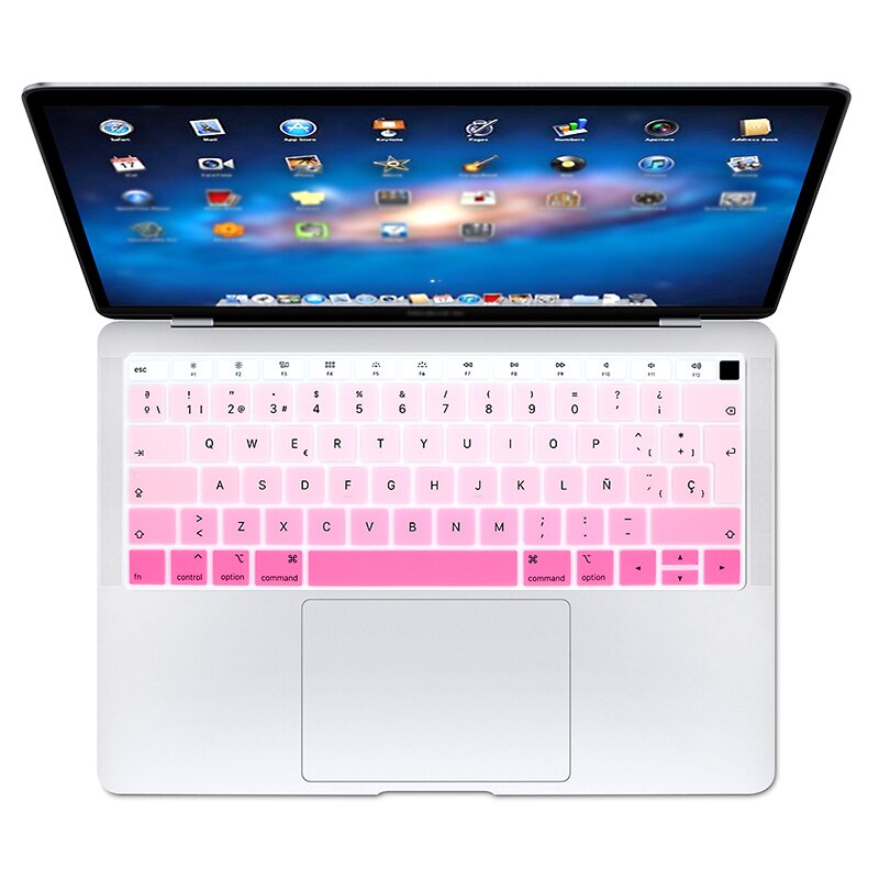 Hrh Regenboog Spaans Siliconen Toetsenbord Beschermfolie Voor Apple Voor Macbook Air 13 A1932 Met Touch Id Vingerafdruk Release: Ombre pink