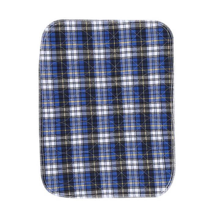 3Layers Urine Mat Reusable Adult Diaper Insert Liners Cloth Baby Nappy Diaper Pad Washable Thicken Elder Incontinence Urine Mat: Blue Plaid 45x60cm