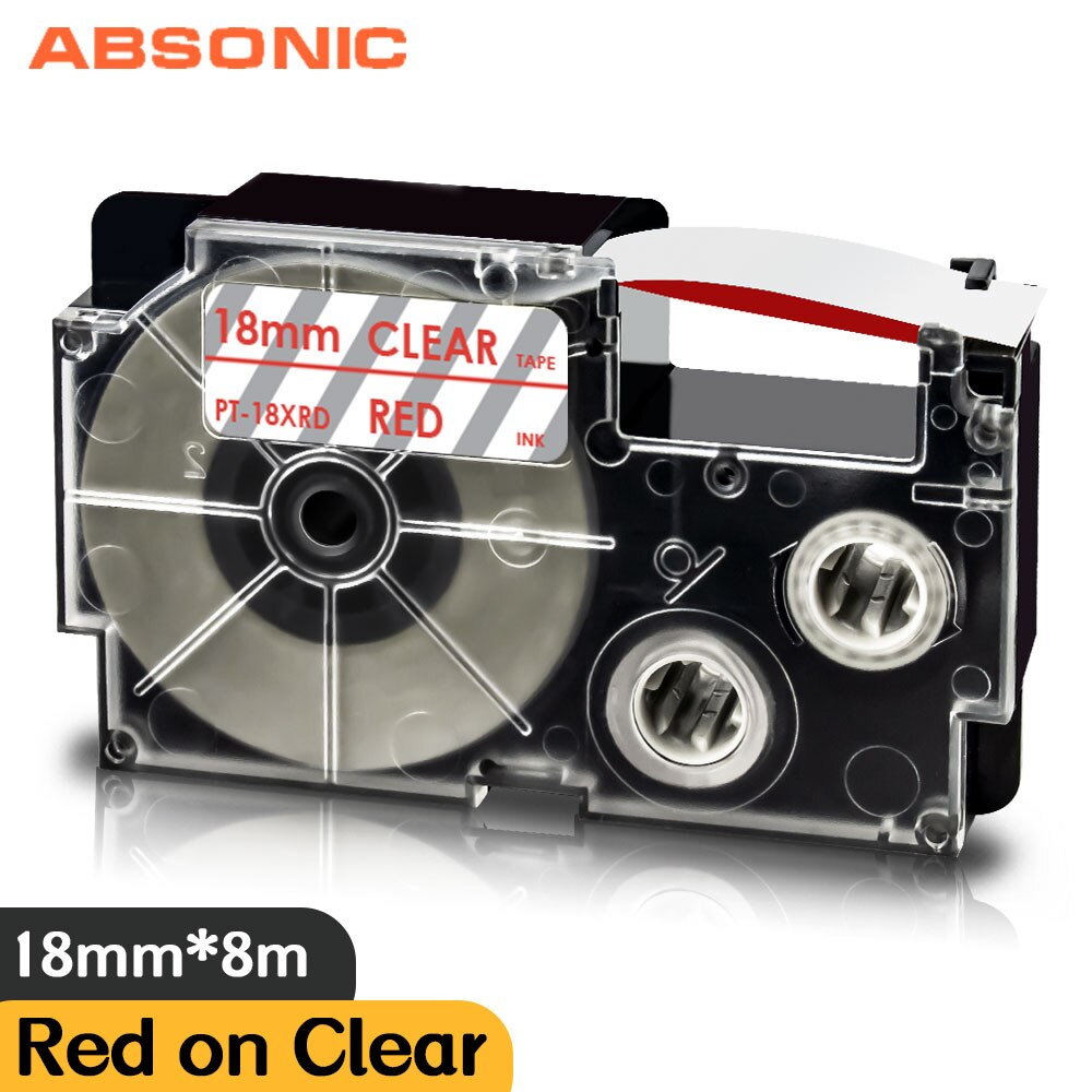 Absonic mieszana drukarka kolorowa wstążka XR-18X XR-18WE XR-18RD XR-18BU XR-18YW XR-18GN 18mm taśma z etykietami kompatybilna z etykietą Caiso: Red on Clear