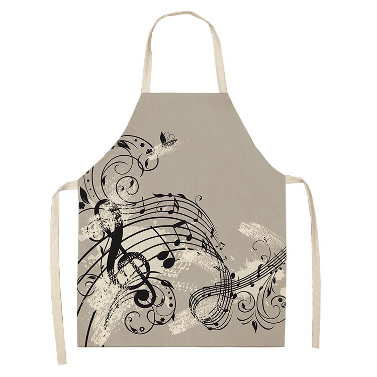 Musical Instrument Kitchen Aprons For Women Cotton Linen Bibs Household Cleaning Pinafore Home Cooking Apron 53*65cm WQL0141: 2WQ-WQL0141-31