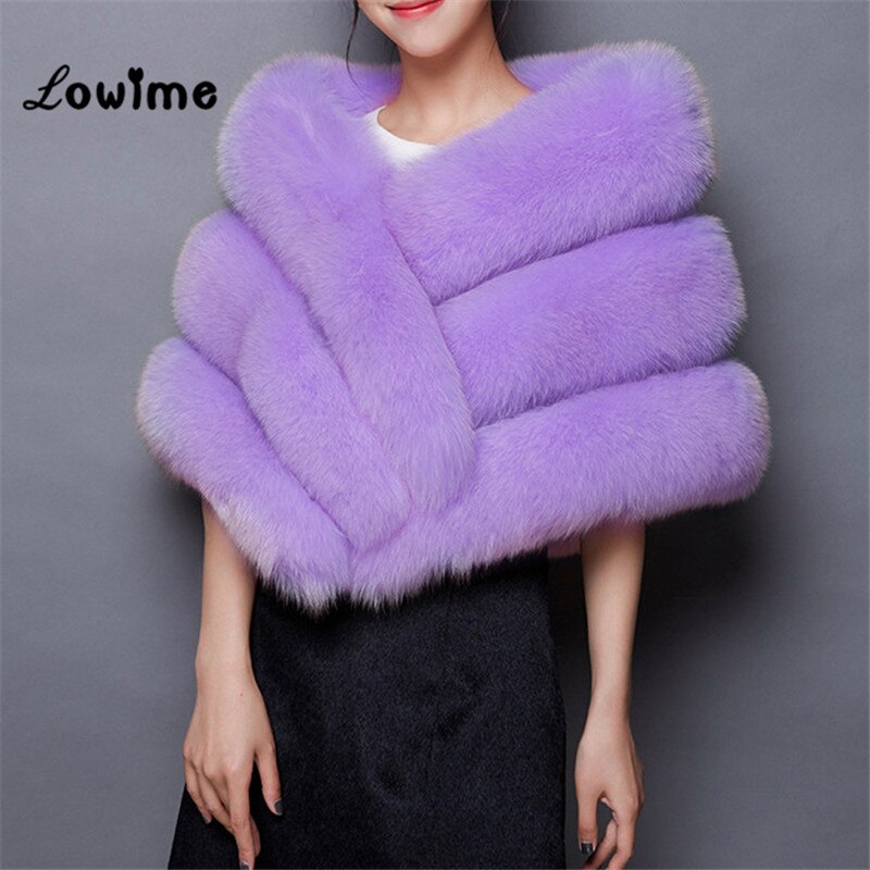 Multi Farbe Auf Lagerbier Bolero Frauen Faux Fell Hochzeit Jacke Günstige Pelz Schal Braut zucken Kap Mariage Winter Braut Mantel Neue