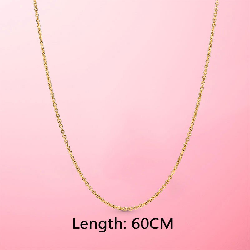 2020 nowy 925 srebro chwile małe Pave O wisiorek Charm fit oryginalny naszyjnik Pandora DIY paciorki biżuteria: GOLD CHAIN