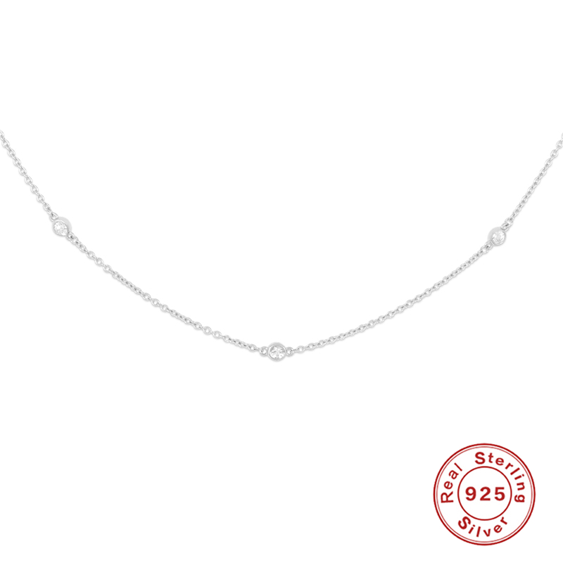 ROXI 925 Sterling Silver Crystal Necklaces &amp; Pendant Statement Neckalce for Women Clavicle Chain Necklace Choker Collier Femme: Silver