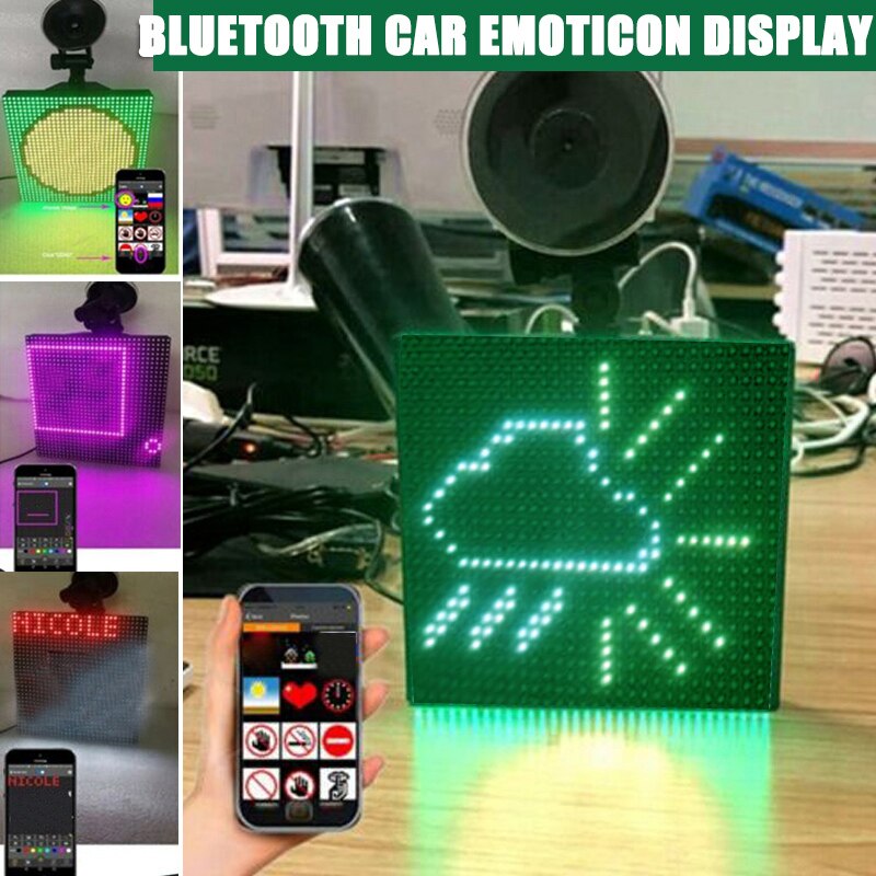 LED Display Screen Controlled Images Custom Emoticons Car LED Display Screen Picture Lights Mini Accent Spotlights GK99