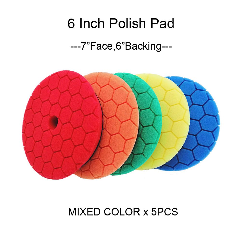 HUTU 3/5/6 Inch Sponge Polishing Pad Waxing Buffing Pads Kit Glossy Pad 125mm Car Headlights Polishing Disc For RO/DA Polishier: 6inch x 5mixed color