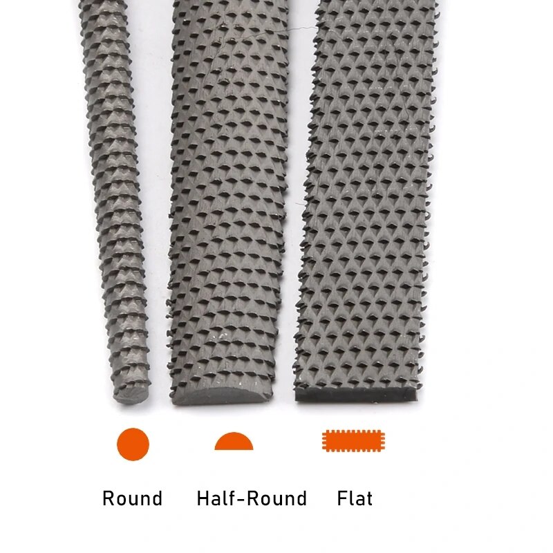 3Pcs 8" Wood Rasp Files Coarse Teeth Woodworking Filing Home DIY Round Flat Half-Round Hand Tools
