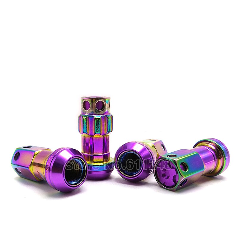 M88 Kleurrijke Racing Composiet Wielmoeren Legering Staal M12x1.5/1.25 Racing Wielmoeren Anti-Diefstal Wiel Schroeven Moer formuls Lock Set: Paars / M12x1.5