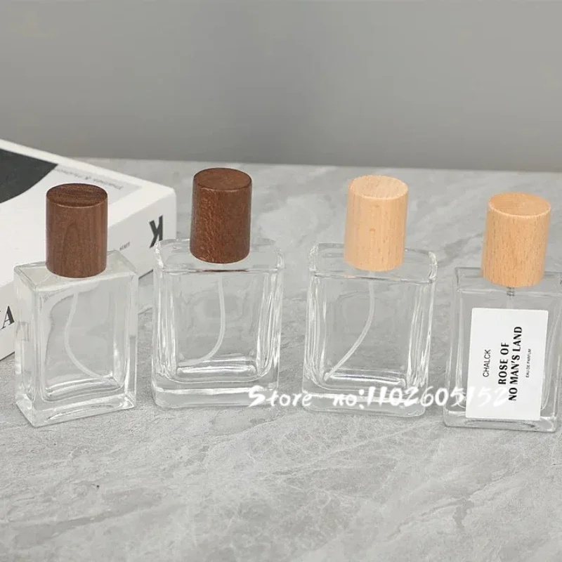 10 stuks 30ml/50ml parfumflesjes vierkant glazen draagbare sprayflesjes grote inhoud vervangende lege flesjes walnoot