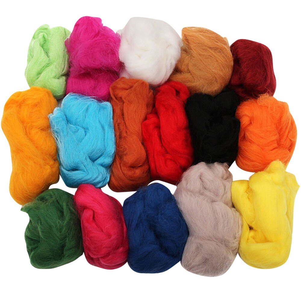 36 kleuren wollen rovingvezels wollen garen roving voor naaldvilten hand spinnen diy: Default Title