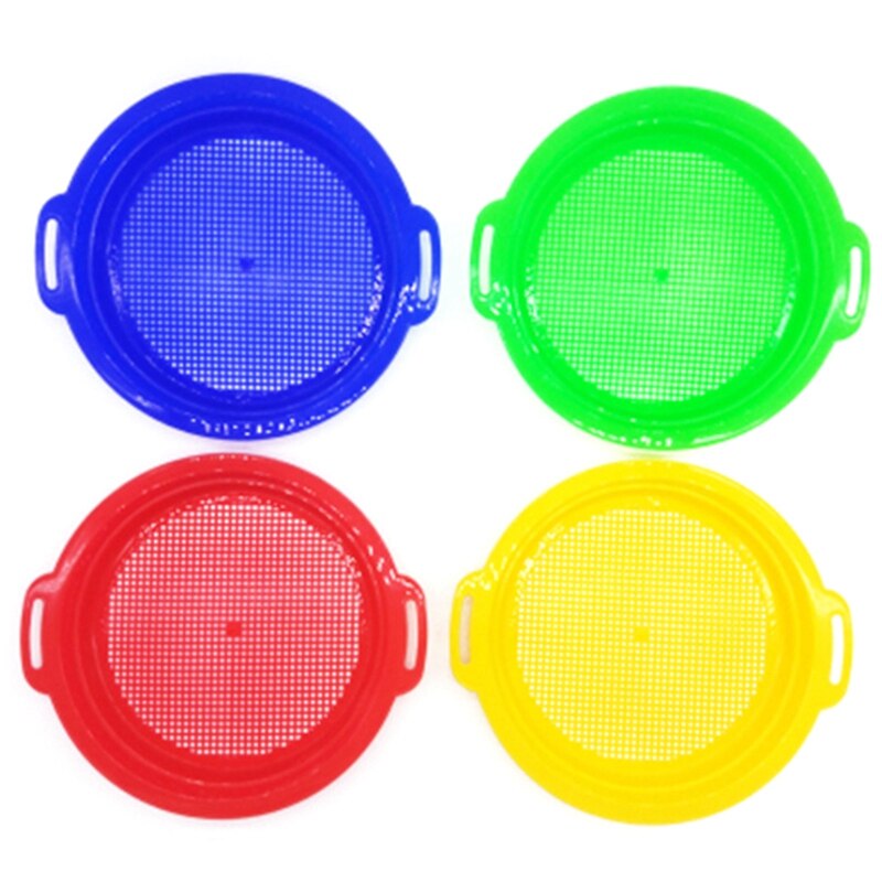 4PCS Arresto di Sabbia Setaccio Setacci Del Giocattolo Per La Spiaggia di Sabbia 4 Pack Set Rosso Blu Giallo Verde Per I Bambini Bambini giocattolo: Default Title