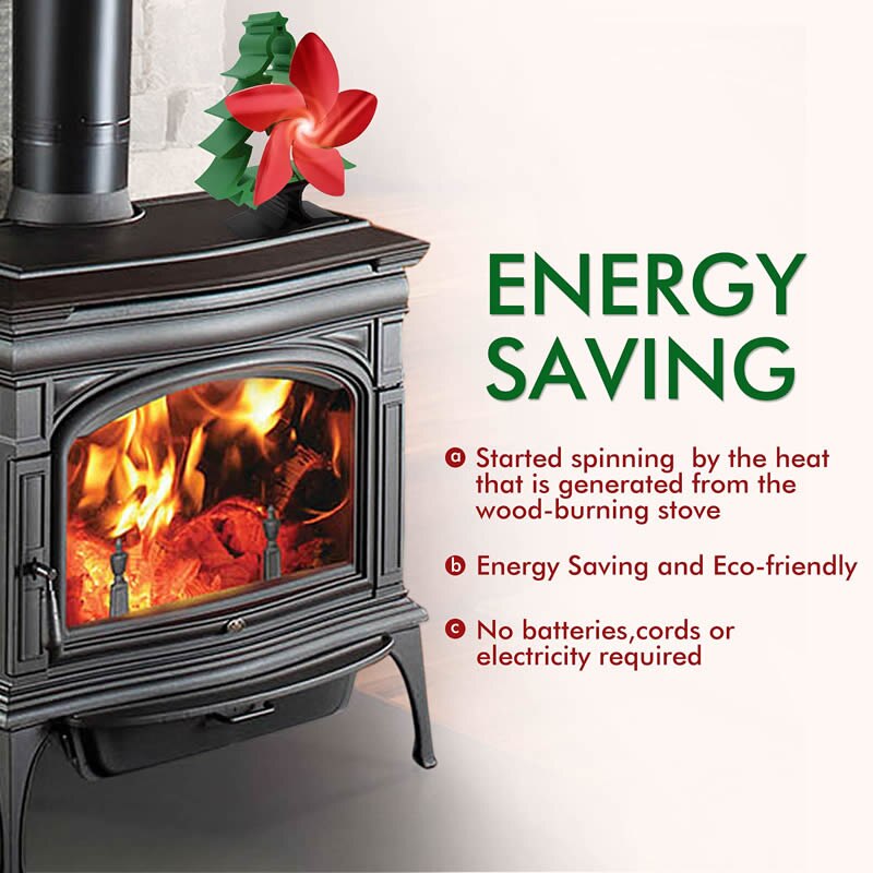 Christmas Tree Shape Five Leaves Fireplace Fan Unpowered Fan for Stove Fans Indoor Wood Stove House Firewood Stoves for Home