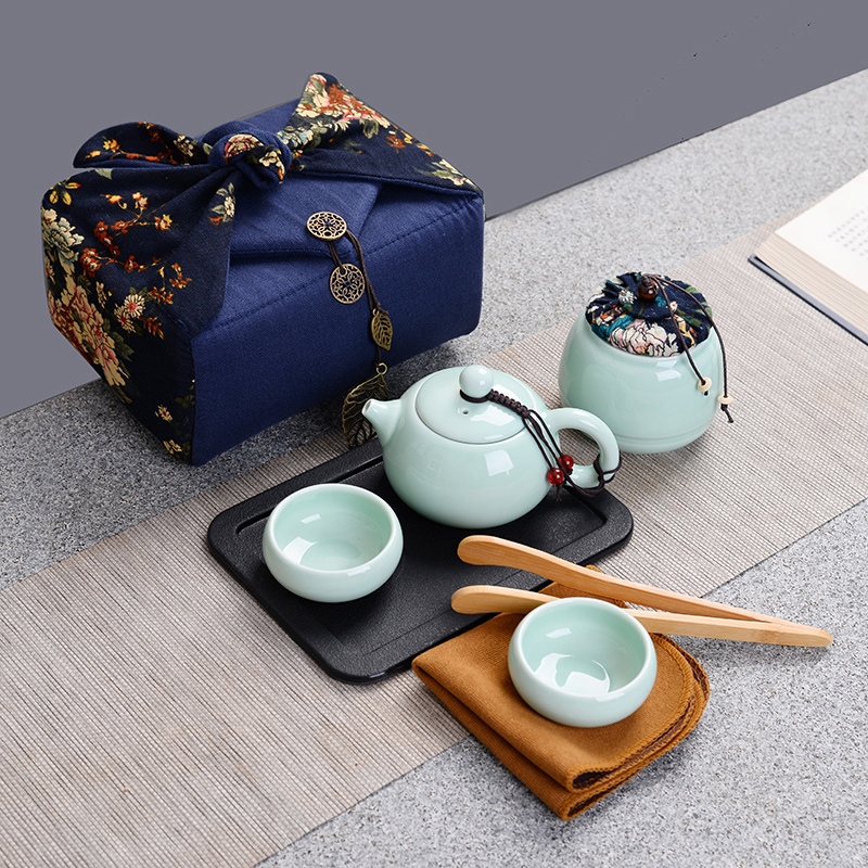 1set Japanese-style Ceramic Tea Set Portable Travel Teacups Travel Portable Porcelain Teaware Household Hone Office Drinkware