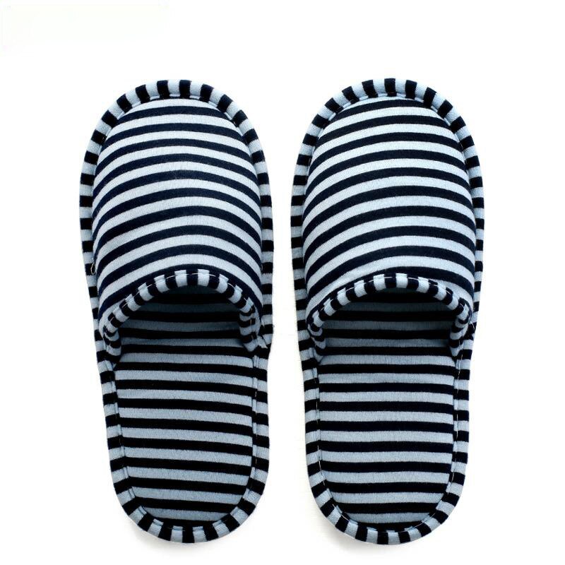 Men Striped Hotel Travel Spa Disposable Slippers Party Sanitary Home Guest Use Fluffy Closed Toe Women Slippers With Bag