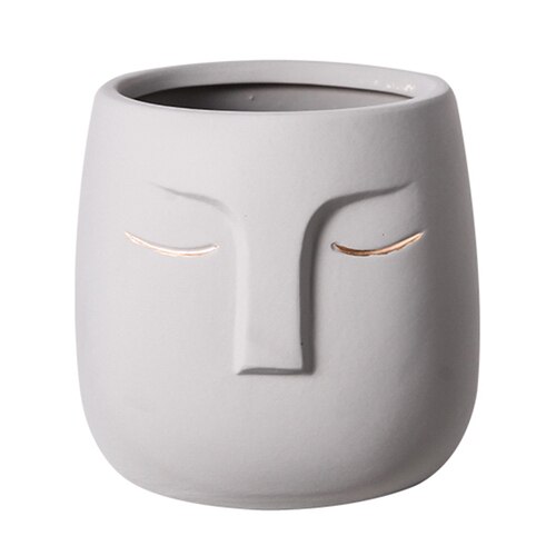 Pot de fleur avec visage en céramique, Pot de fleurs avec personnage abstrait moderne, Vase de plantes en Pot de jardin, décoration de jardinage, ameublement: J-10.5x10.5x12.5cm