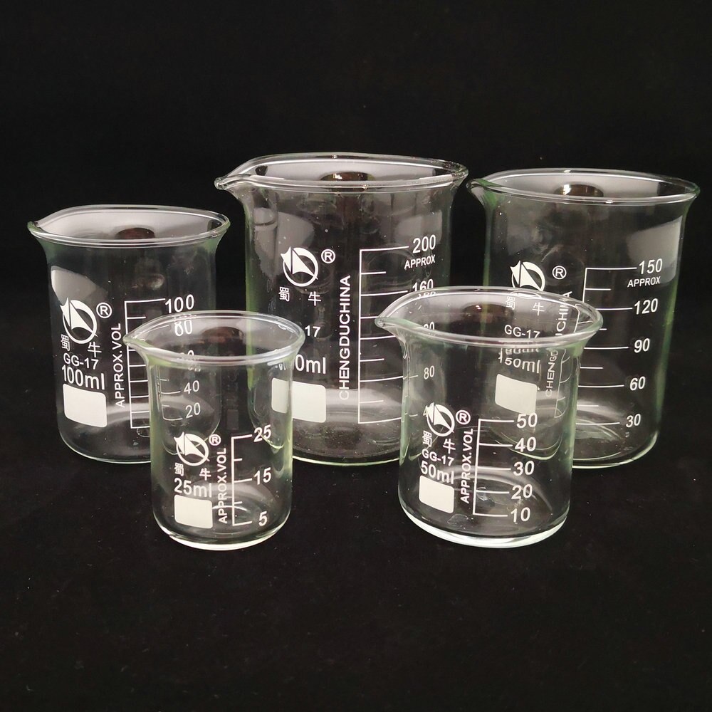 Laboratoire 50ml à 2000ml basse forme bécher chimie laboratoire verre Transparent bécher flacon épaissi avec bec verseur
