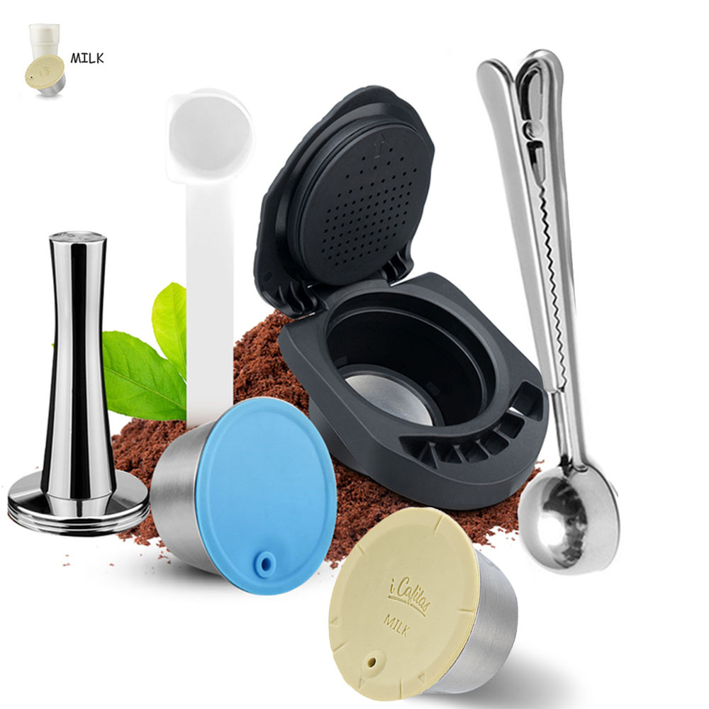 Adattatore per caffè ICafilas Adattatore per capsula riutilizzabili Dolce gusto con accessori per macchine da caffè Genio S ottavino: marrone