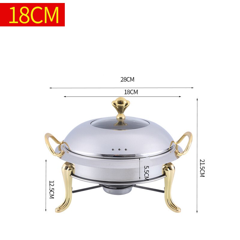Thickened stainless steel alcohol pot dry pot small hotpot restaurant Pot son hotel commercial household shabu fry pot pot: Golden 18cm