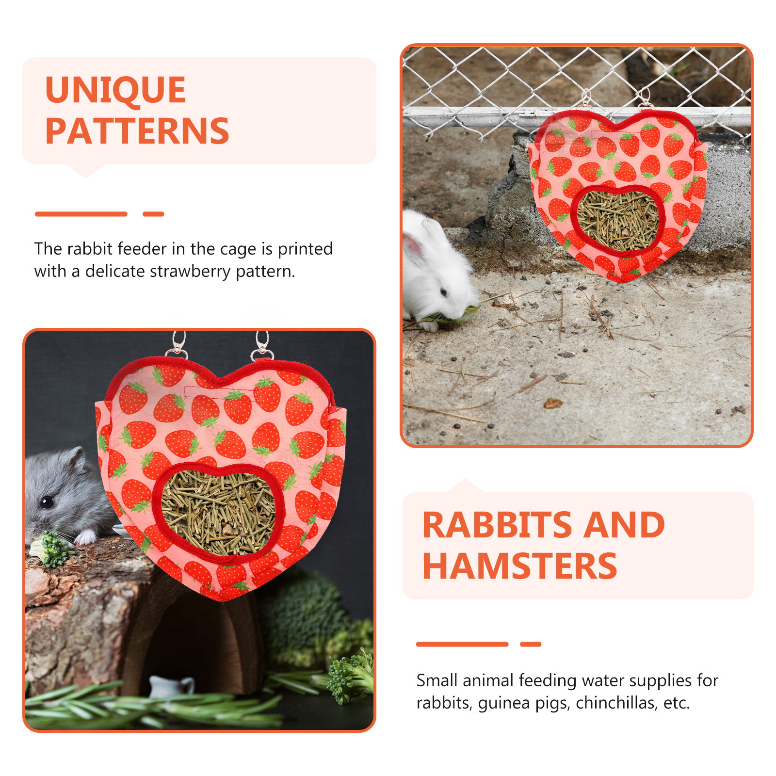 Rabbit Hay Feeder Hanging Hay Pouch Small Pet Food Pouch Bunny Feeder Sack