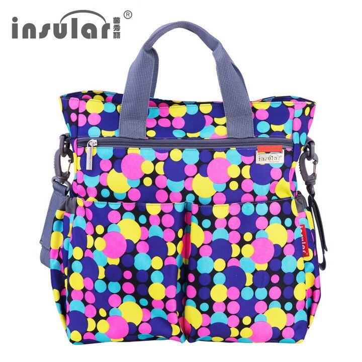 Sac à couches coloré Insular | Sacs de poussette à bretelles, sac à langer étanche pour maman, sacs fourre-tout multifonctions pour maman: Candy Pink
