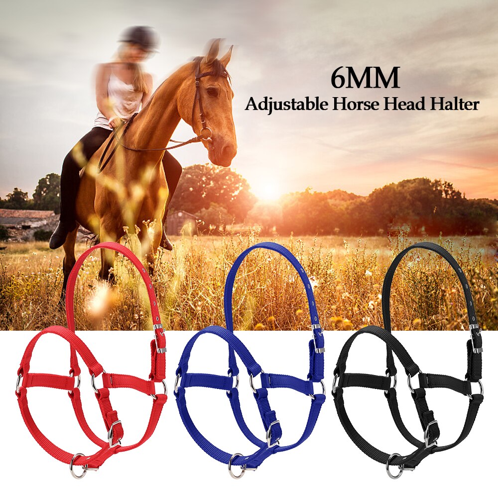 6mm tykkede hest hoved krave justerbar sikkerhed grime hovedtøj hoved krave ridning udstyr tilbehør hest bly reb