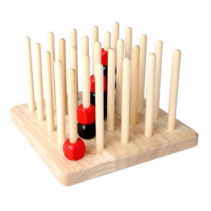 Natural Wood Chess Three-Dimensional Wooden Four Chess Spatial Thinking Games Educational Toy