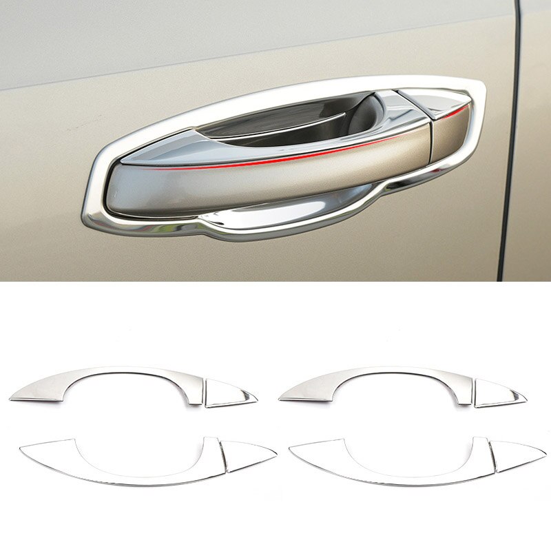 Vtear for skoda kodiaq bil dørhåndtag dæksel krom ydre dørskål øvre trim krom styling rustfrit stål udvendige dele