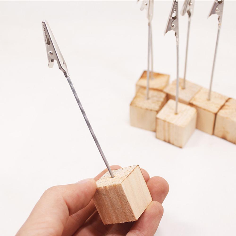 Soporte de madera para números de mesa, soporte para tarjetas con nombre y lugar, Clip para notas, fotos, papel, Clip para menú, 10 Uds.