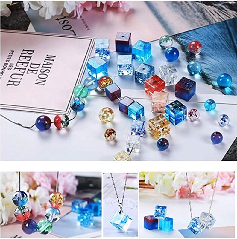 12 stück runde, quadratische und runde perlen in allen größen, epoxidharzformen zur schmuckherstellung mit edelsteinen