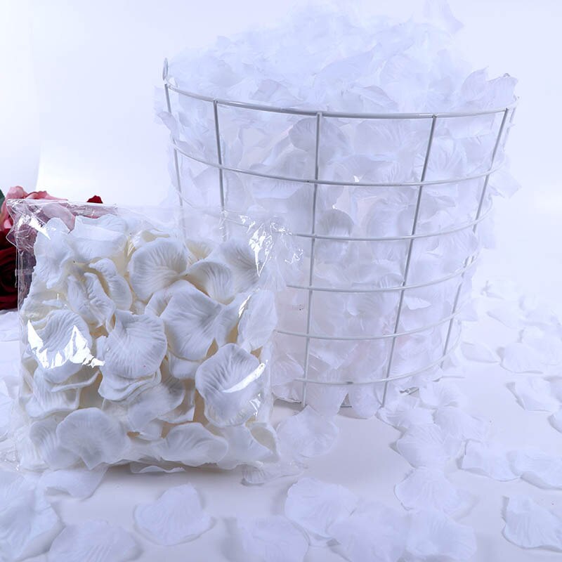 500Pcs/Lot 5*5cm Silk Rose Petals Gold Red 14 Colors Wedding Petale De Rose Mariage Romantic Artificial Rose Flower Petals: 8-White