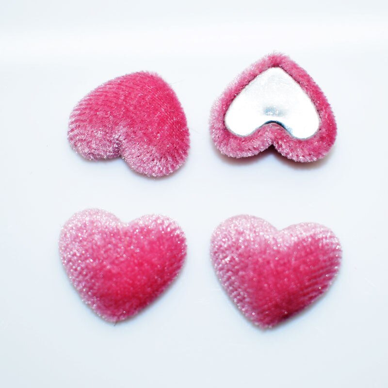 estilo 50 unids/lote 16mm tela de terciopelo Coverd forma de corazón botones traseros planos accesorio para ropa Diy joyería/decoración de la ropa: pink