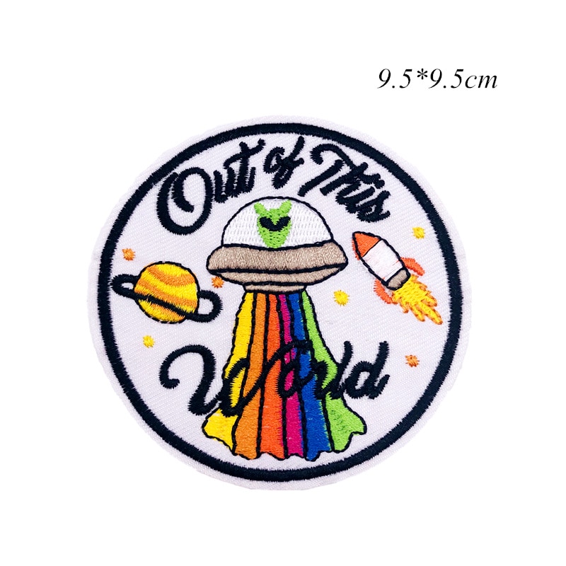 1 PCS UFO Alien Patches Astronaut Planet Embroidery Iron On Universe Parches For Clothing DIY Applique Badge Iron On Patches