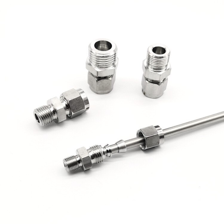Dubbele Beentje Compressie Fitting Mannelijke Connector SS304 6mm 8mm 10mm 12mm Tube OD x 1/8" 1/4 "3/8" 1/2 "NPT