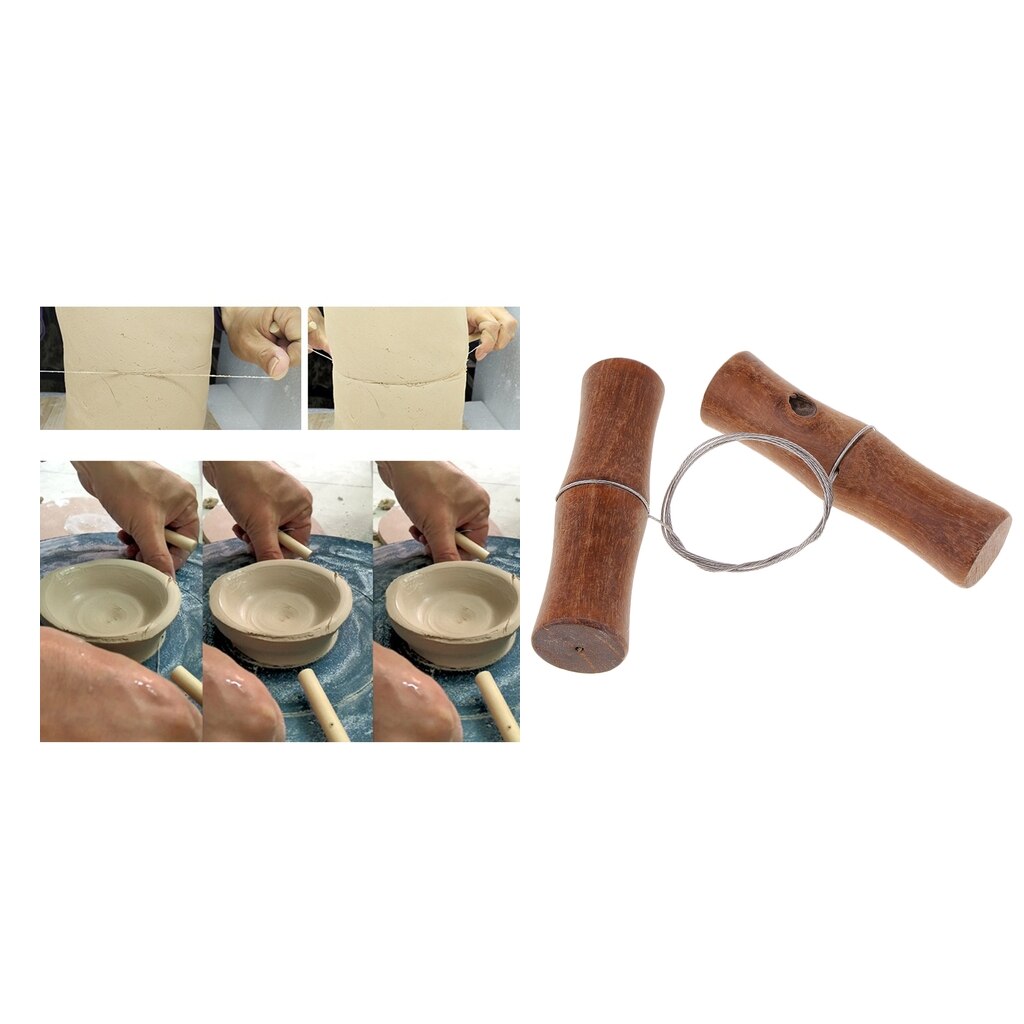 Wire Clay Cutter, 1 Piece Wooden Handle Pottery Clay Cutting Tool Wire Cutter Hand Tool