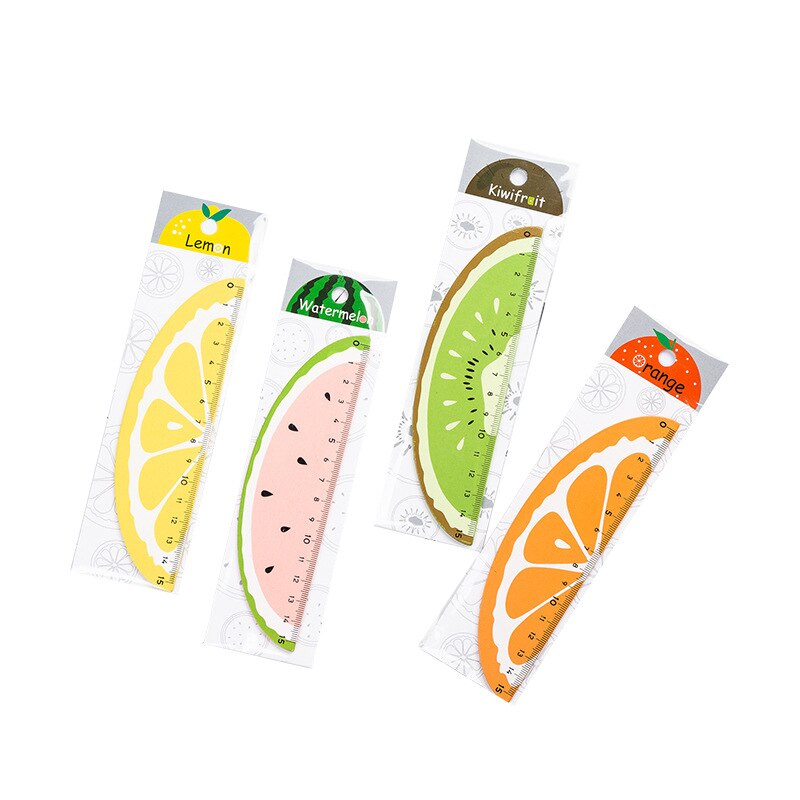 Kawaii – règle de dessin multifonction en fruits, fruits Orange, citron, Kiwi, outils de bricolage, règle pour étudiants, à Double usage, fournitures scolaires et de bureau de 15CM