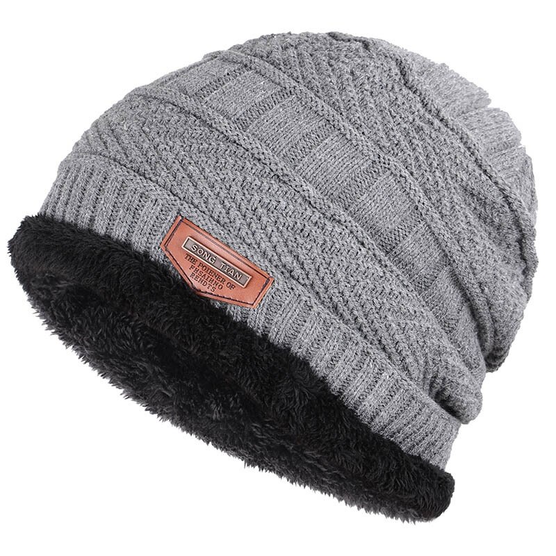 Vinter tyk varm strikket hat beanie hat fleece foret hals varmere tørklæde sæt til snowboard skiløb skøjteløb unisex