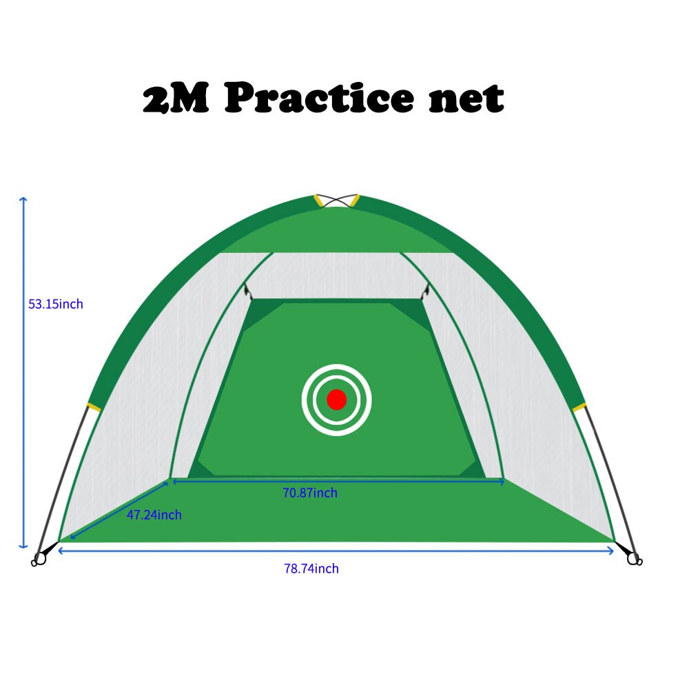 1set Indoor Outdoor Golf Practice Net Golf Hitting Cage Garden Grassland Practice Tent Golf Training Equipment Golf Accessories: 2M Green
