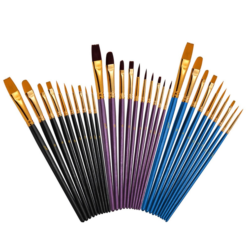 10pcs Art Model Paint Nylon Hair Paintbrush Painted Pen Pearlescent Blue Aintbrush Set Graffiti Craft Artist Paint Brushes