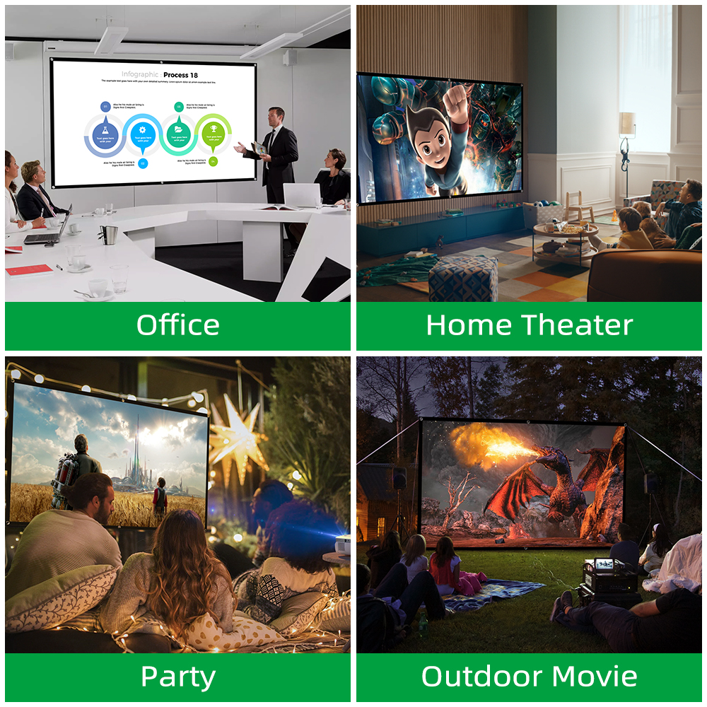 Goojodoq 100/80Inch Hd Anti-Licht Gordijn Projector Scherm 16:9 Binnen Ultra View Draagbare Opvouwbare 3d 4K Proyector Scherm