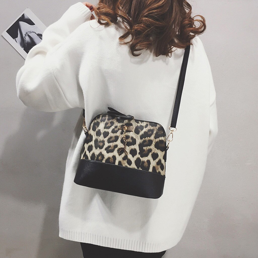 Bolso cruzado con estampado de leopardo para mujer, bandolera colgante de cervatillo, bandolera de concha, bandolera,