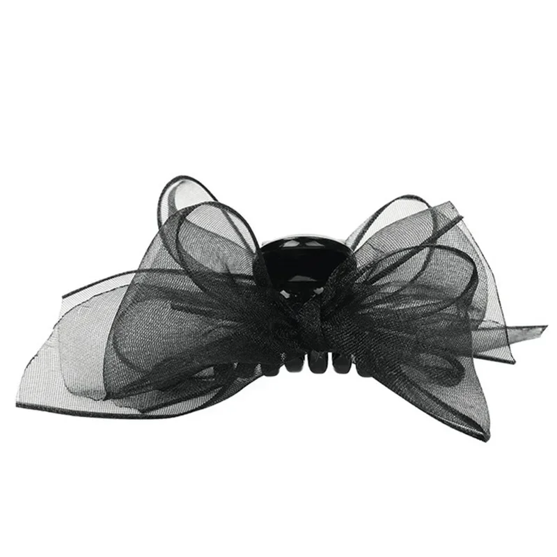 Pince à cheveux en maille avec nœud papillon noir mat, 2 pièces, petite épingle à cheveux pour filles et femmes, Barrette à nœud, accessoires de couvre-chef doux