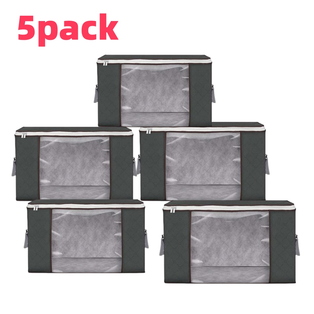 Storage Box Closet Organizer ,Clothes Storage Bins with PVC Window for Clothes, Comforters, Blankets, Bedding: black