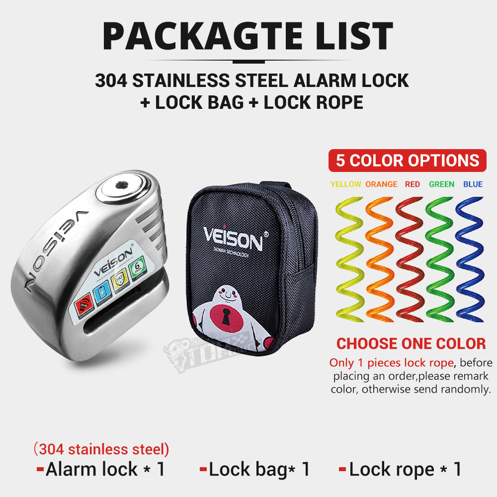 VEISON Moto Lock Bike Alarm Lock impermeabile Scooter Disc Locks avvertimento sicurezza antifurto bicicletta Para Moto Alarma Moto