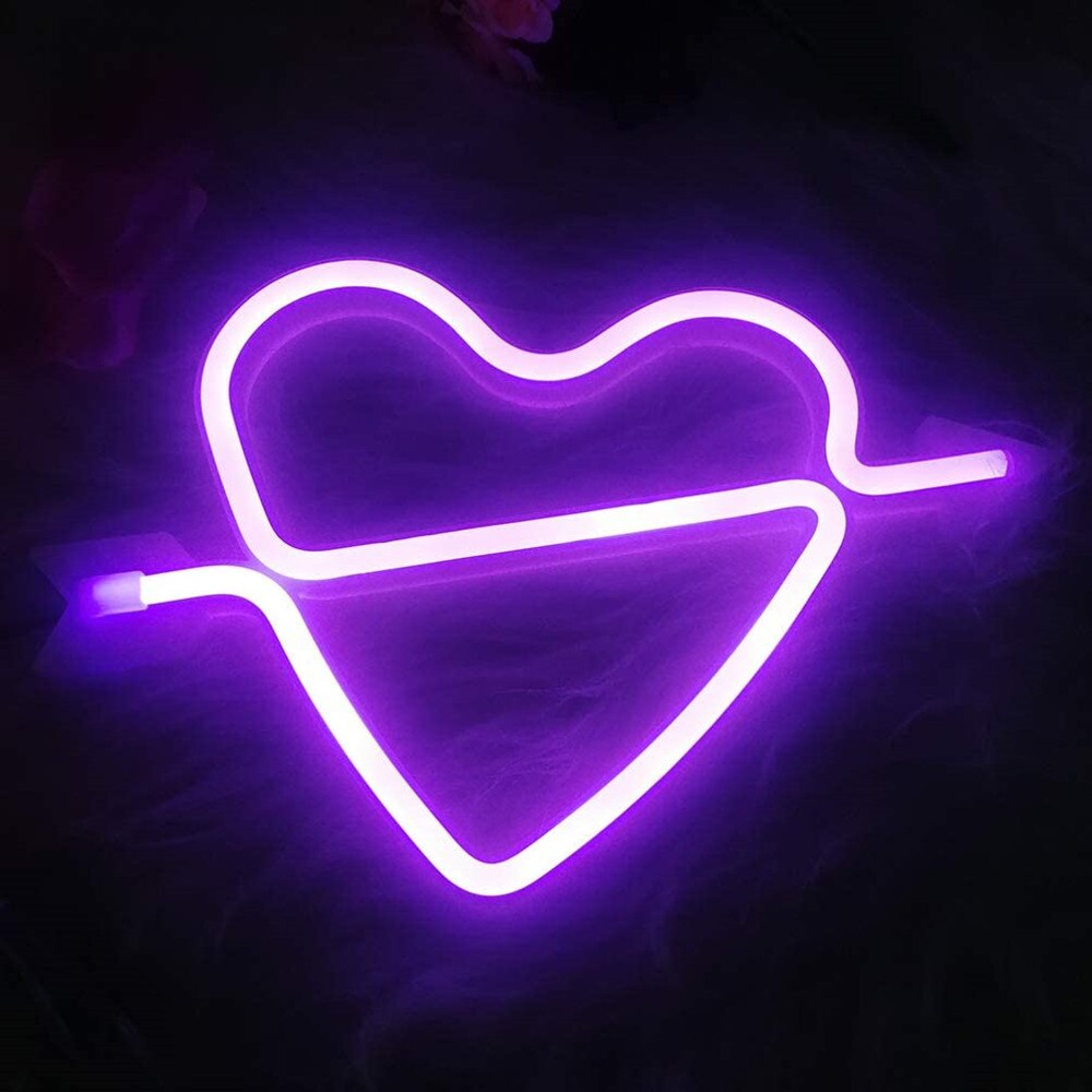Cupido 'S Boog Vorm Neon Licht Romantische Led Heart Night Lamp Batterij & Usb Operated Neon Borden Voor Slaapkamer Xmas verjaardagsfeestje Weddi