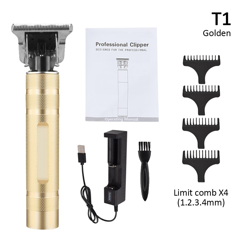 Professionele Oplaadbare Tondeuse Kapper Carving T Outliner Blade Kappers Tondeuse Scheren Cuttting Machine: T1 gold without box