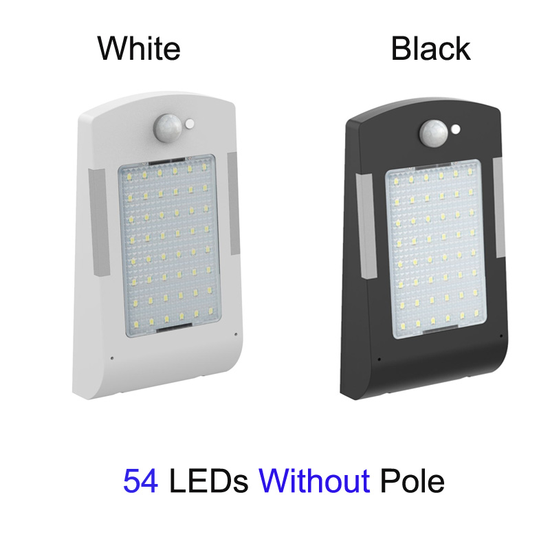 Solar Lamp 118 Led Pir Motion Sensor Lamp Buiten IP65 Waterdichte Solar Tuinverlichting Emergency Beveiliging Licht Zonne Wandlamp: 54 LEDs without Pole / Black body