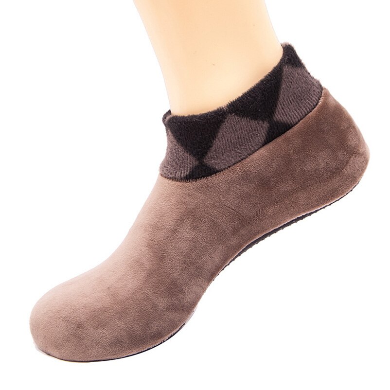 Vrouwen Mannen Zachte Fleece Sokken Thicken Winter Warm Boot Sokken Unisex Mannelijke Elastische Antislip Mode Indoor Vloer Sokken slipper: A men-coffee